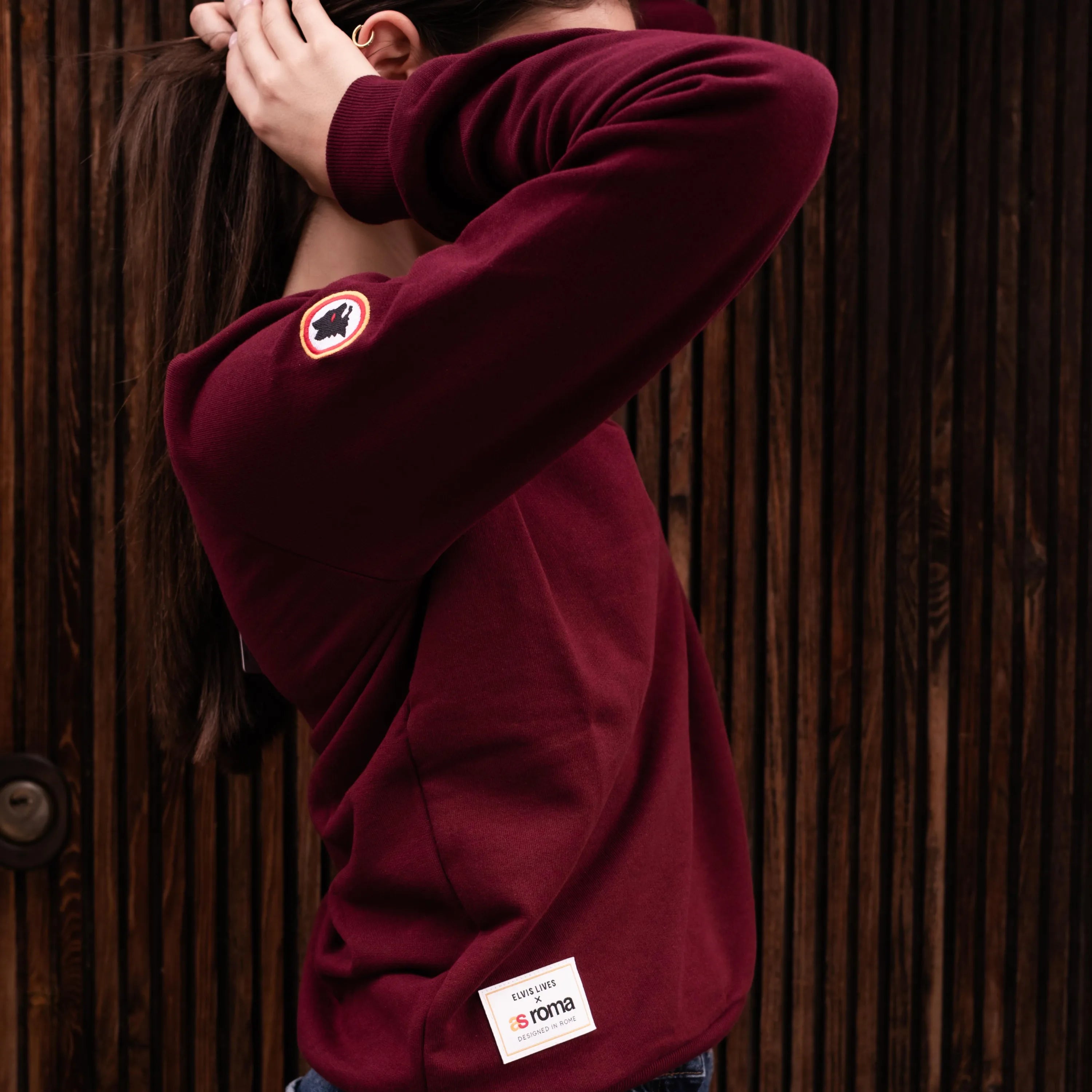 Elvis Lives x AS Roma Lupetto Sweatshirt, Burgundy