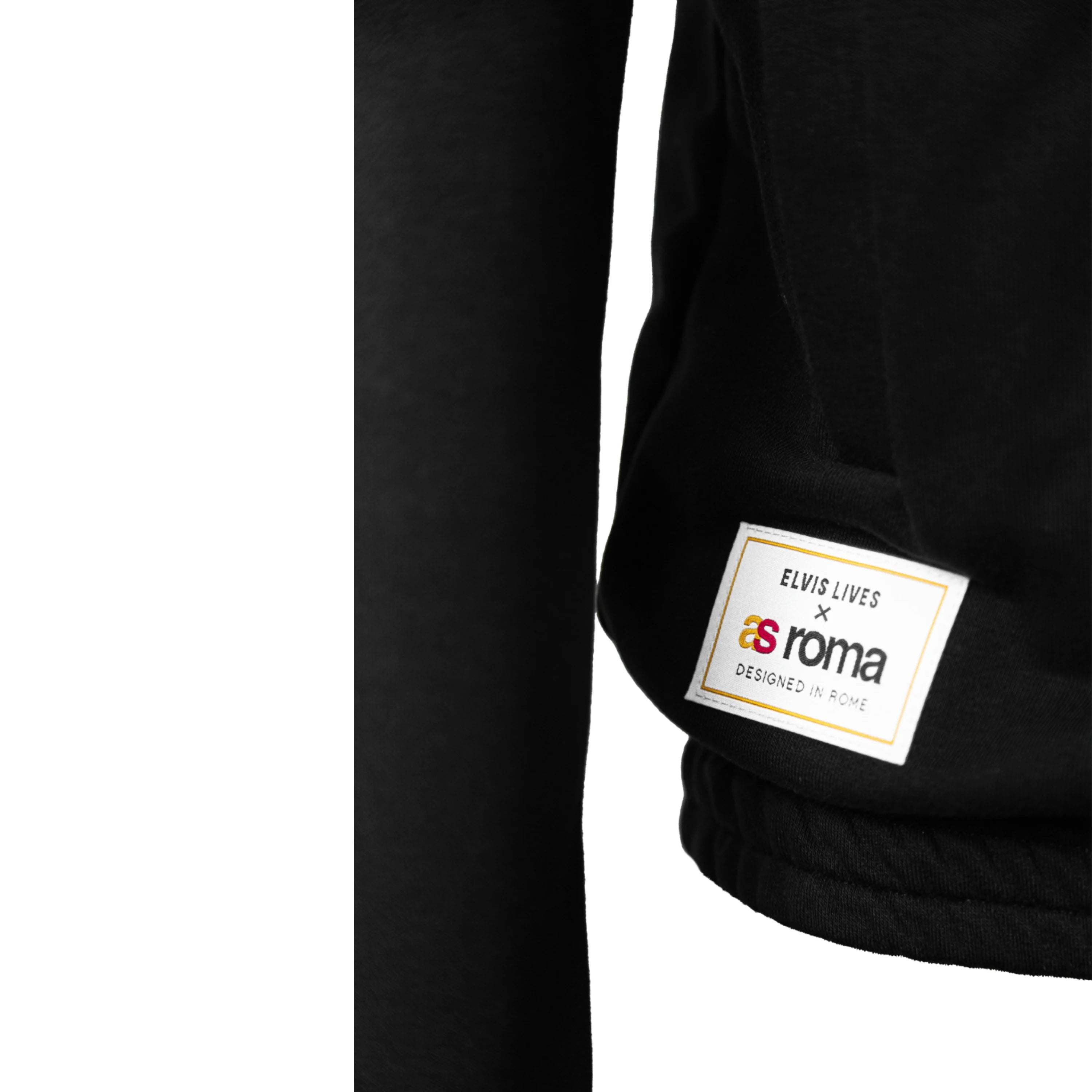 Felpa Lupetto Full Zip con Cappuccio Elvis Lives x AS Roma, Nero