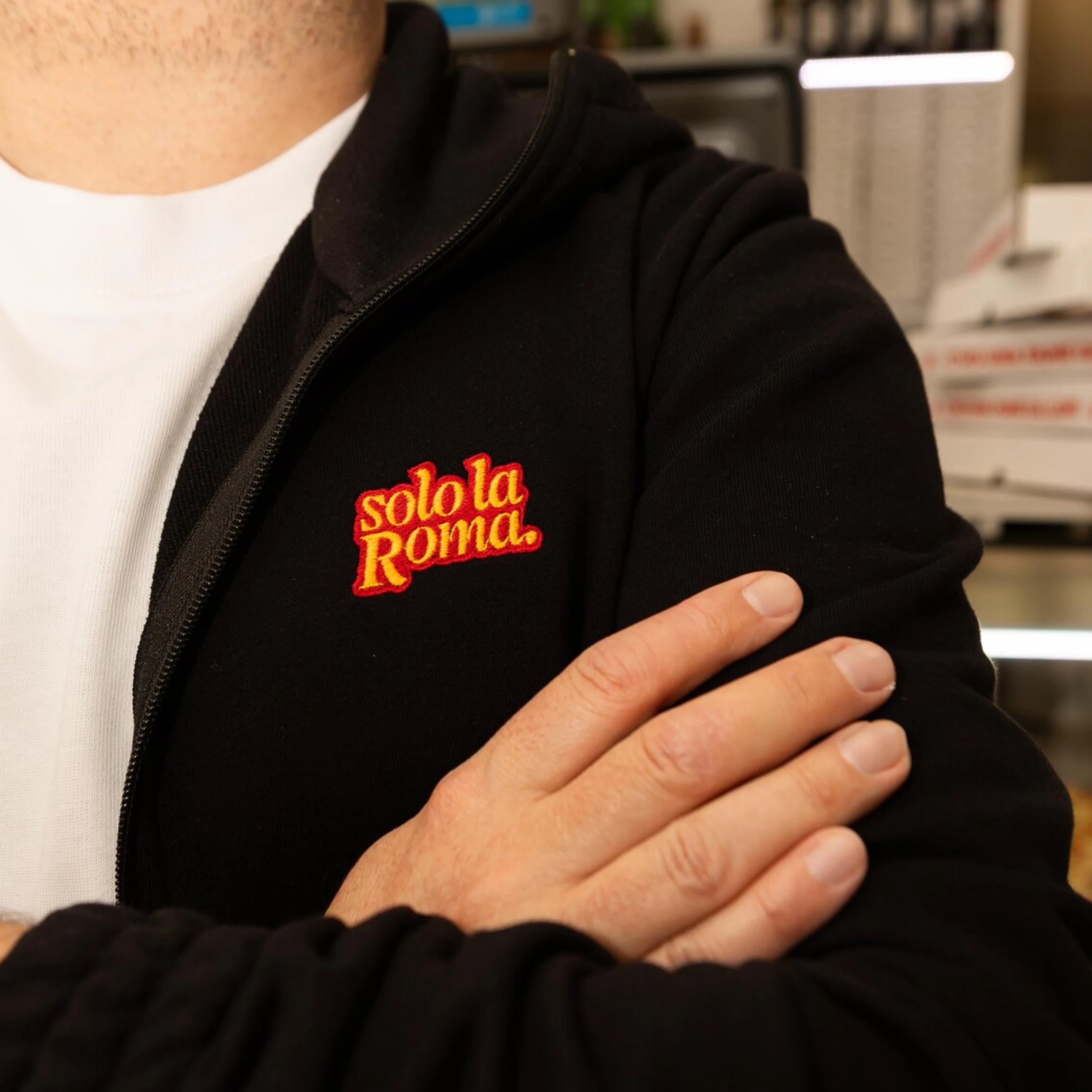 Felpa Lupetto Full Zip con Cappuccio Elvis Lives x AS Roma, Nero