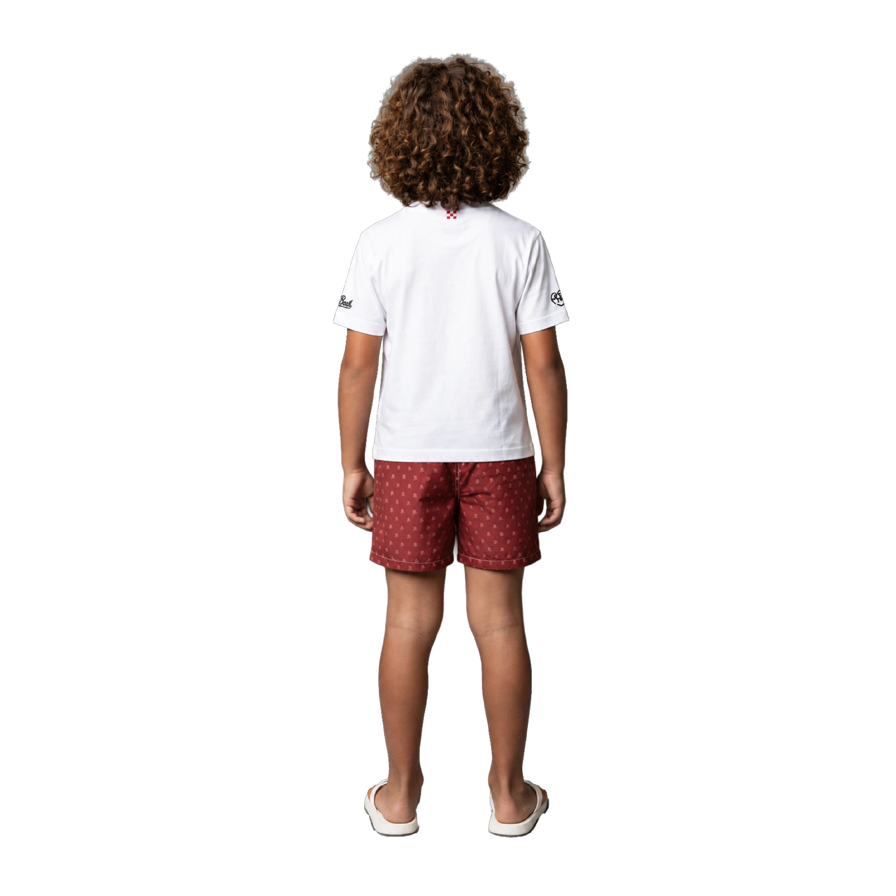 Costume Saint Barth AS Roma con fantasia logo Lupetto, Bambino, Rosso, indossato back