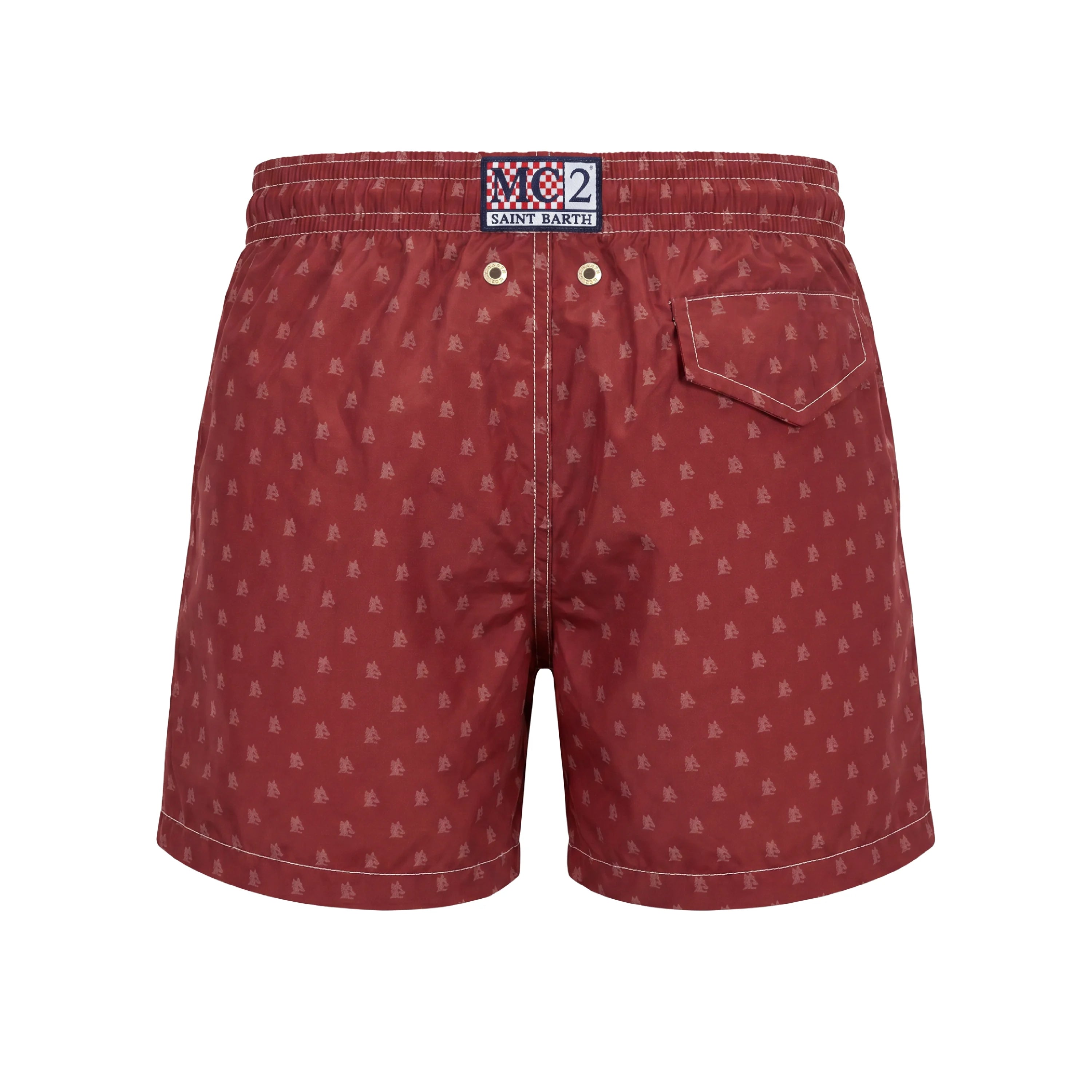 Costume Saint Barth AS Roma con fantasia logo Lupetto, Bambino, Rosso, back