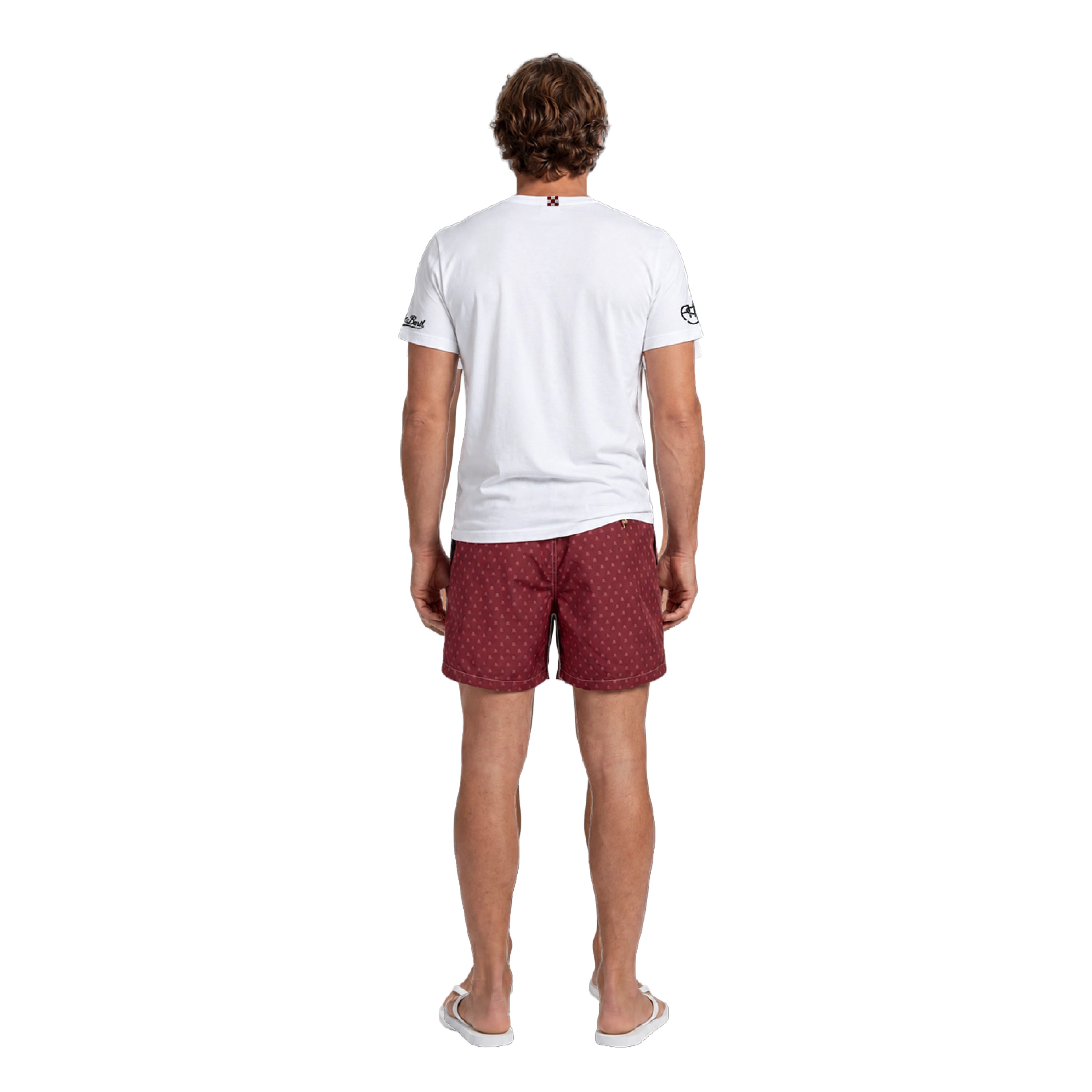 Costume Saint Barth AS Roma con fantasia logo Lupetto, Uomo, Rosso, Modello, back