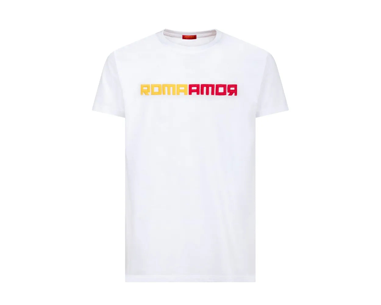 T-shirt AS Roma logo ricamato ROMAMOR, Adulto, Bianco