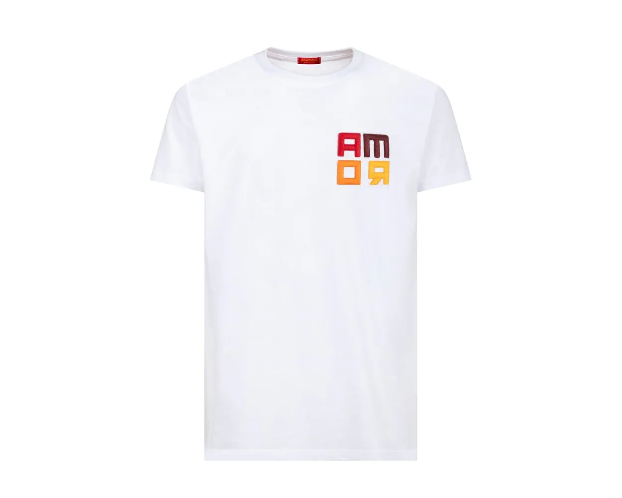 T-shirt AS Roma logo grande ricamato ROMAMOR, Adulto, Bianco