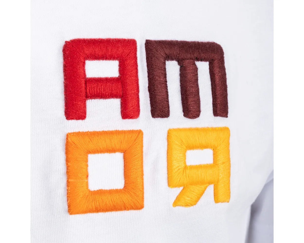 AS Roma T-Shirt with Large Embroidered Logo ROMAMOR, Adult, White