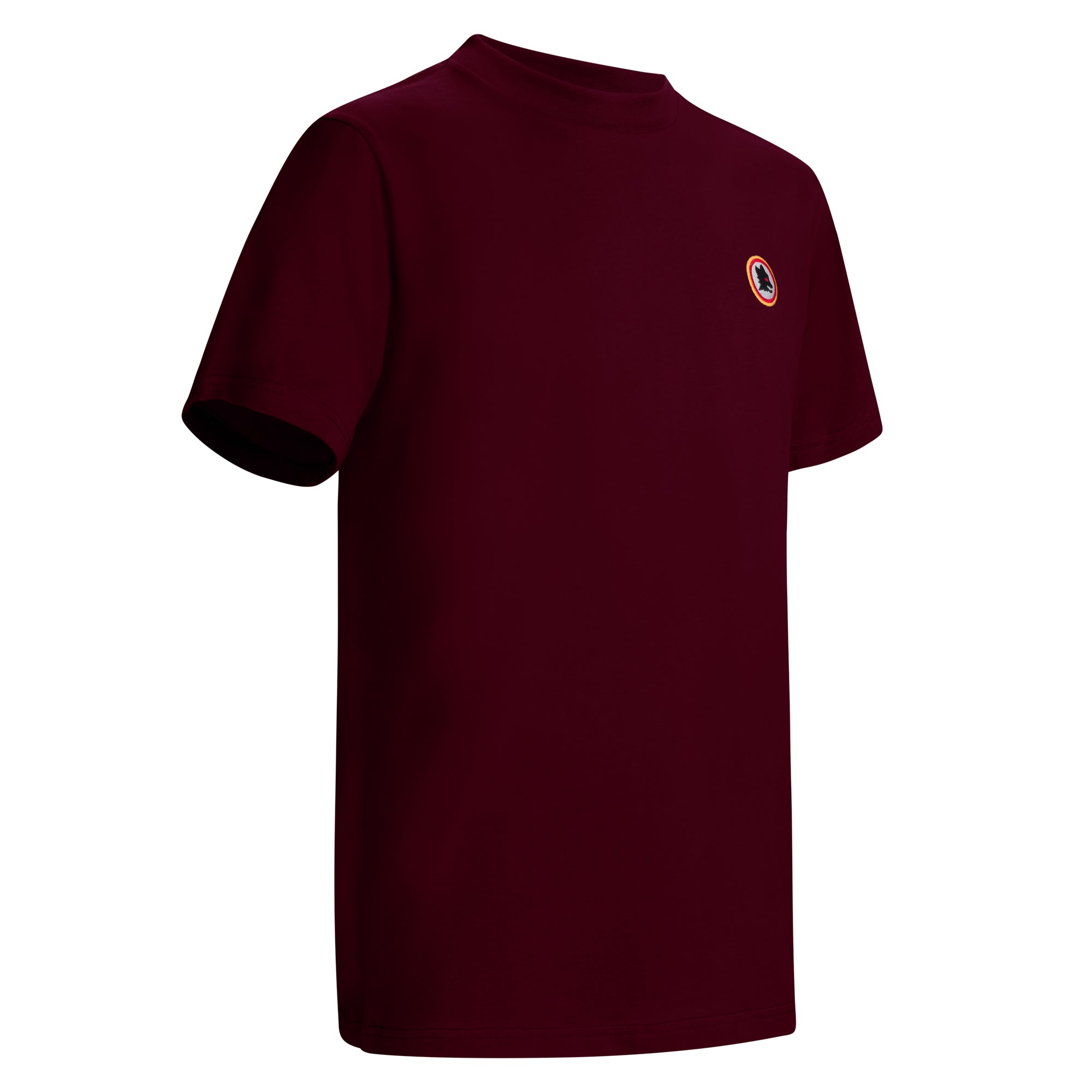 Wolf Neck Embroidery T-Shirt, Bordeaux