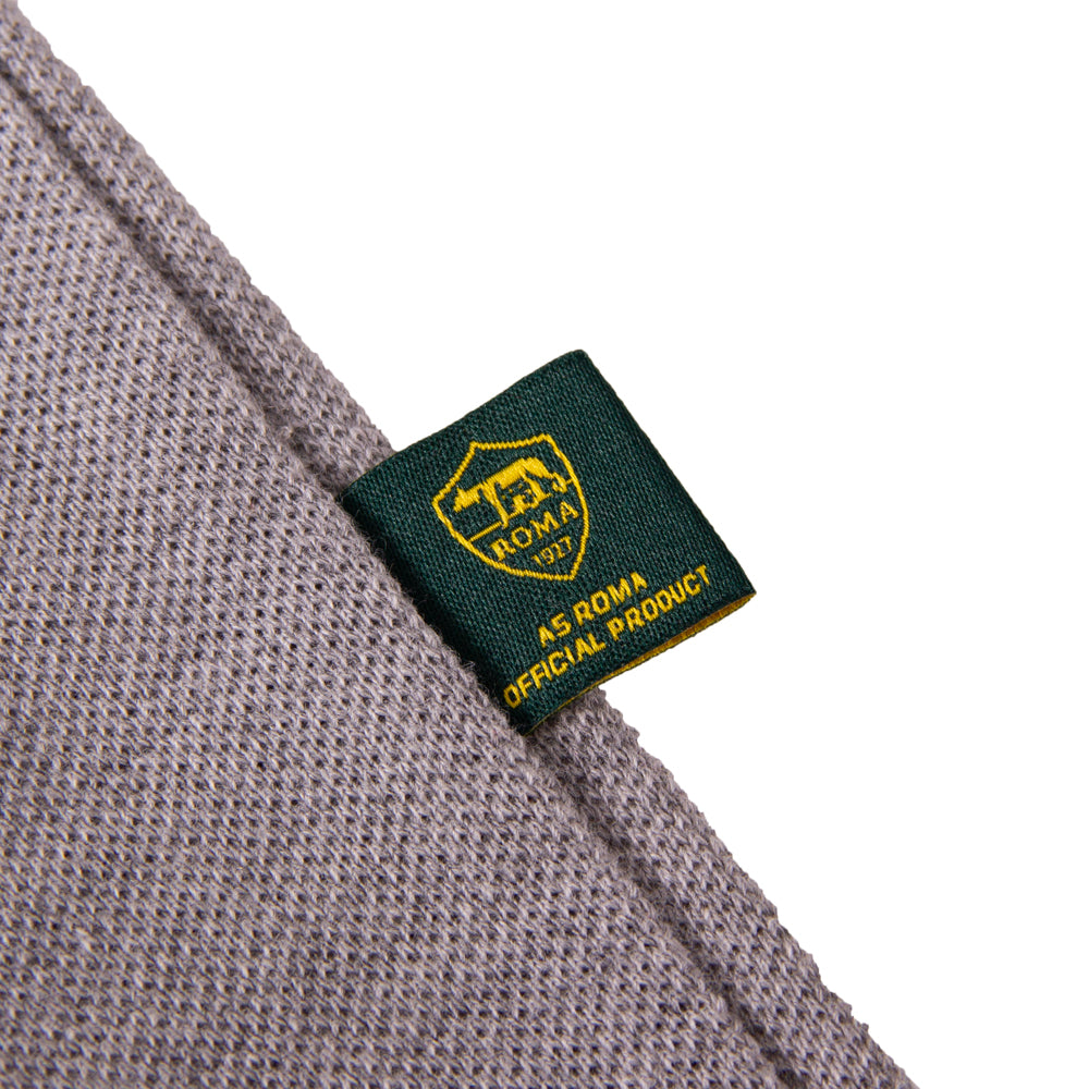 AS Roma Retro Striped Polo Shirt with Lupetto Logo, Adult, Grey