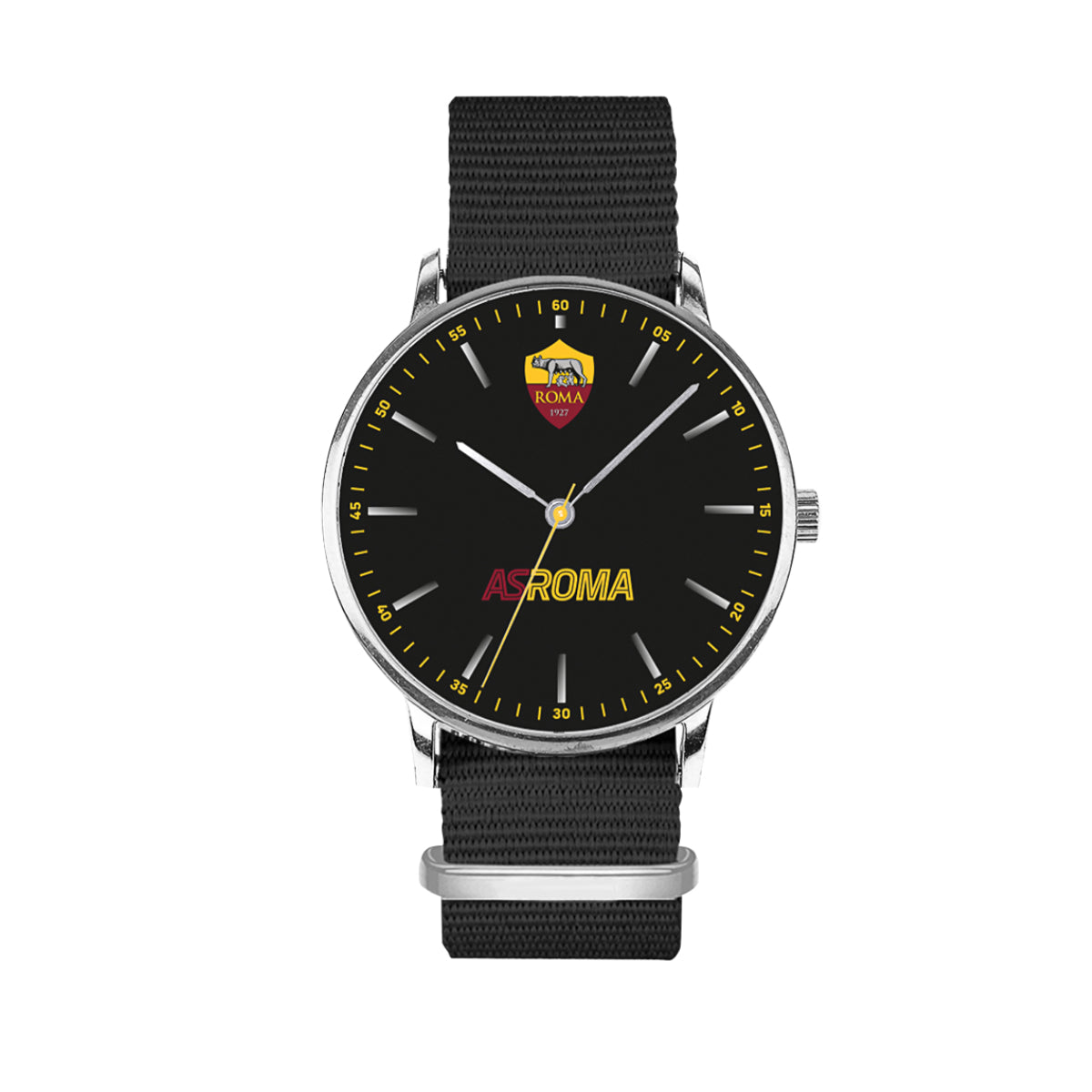Orologio AS Roma con cinturino in tessuto, 38mm, Nero