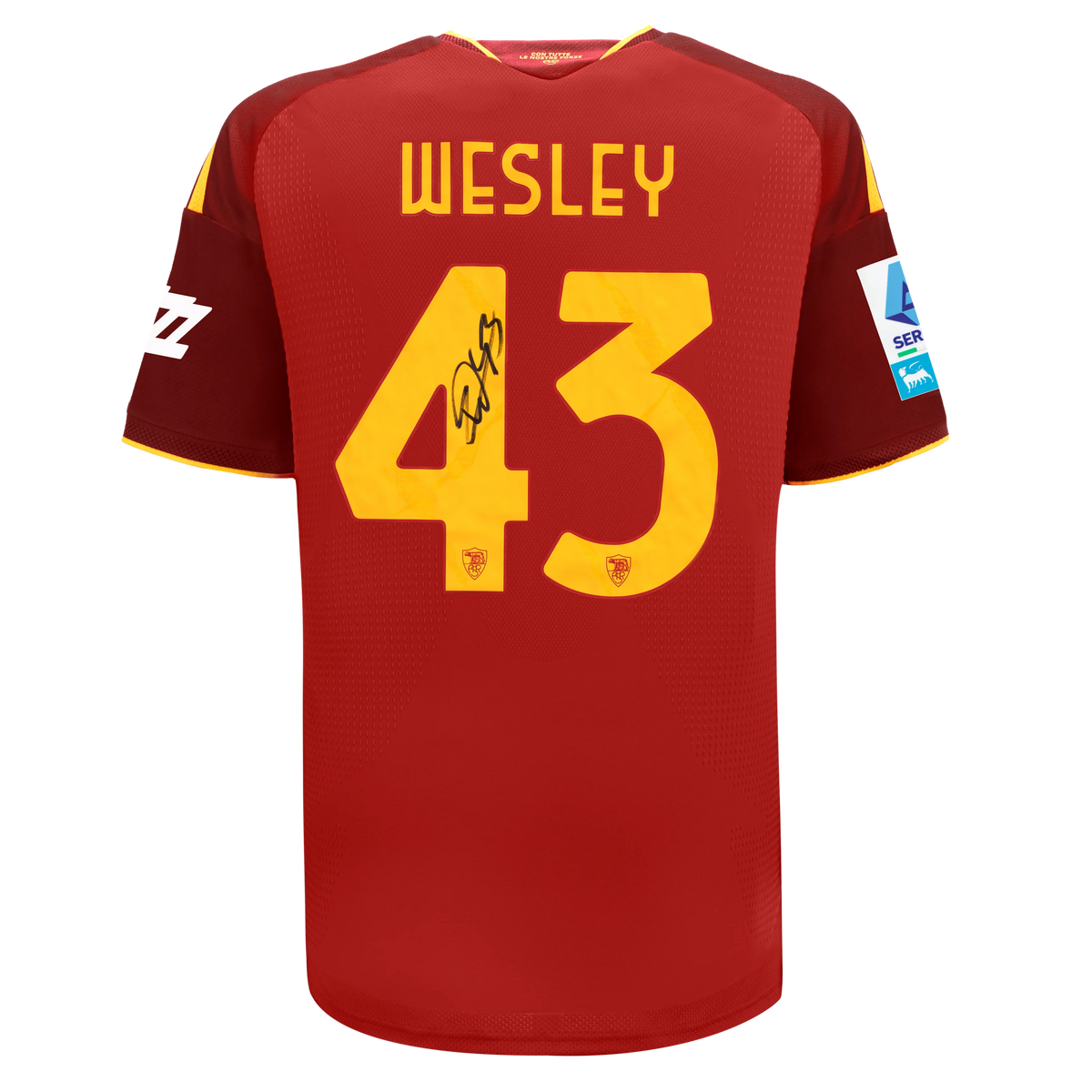 Maglia Match AS Roma Home Authentic 2026/27 – Autografata Wesley + Patch Serie A